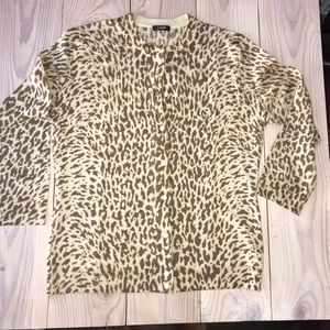 J. Crew 100% Wool Cardigan Leopard Print